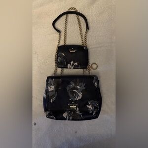 Kate Spade Black and Gray Floral Crossbody Bag